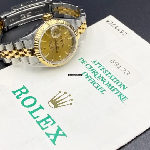 Fantastic Fake Rolex Lady-datejust 69173 Caliber 2135 Automatic Movement 26mm Gold/steel Case Womens Watch - Image 2
