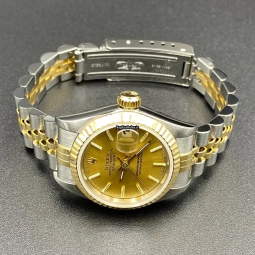 Fantastic Fake Rolex Lady-datejust 69173 Caliber 2135 Automatic Movement 26mm Gold/steel Case Womens Watch - Image 4