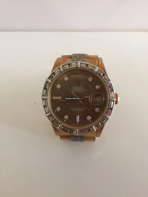 Fabulous Knockoff Rolex Day-date 36 18038 Caliber 3055 Automatic Movement 36mm Yellow Gold Case Mens/unisex Watch - Image 6