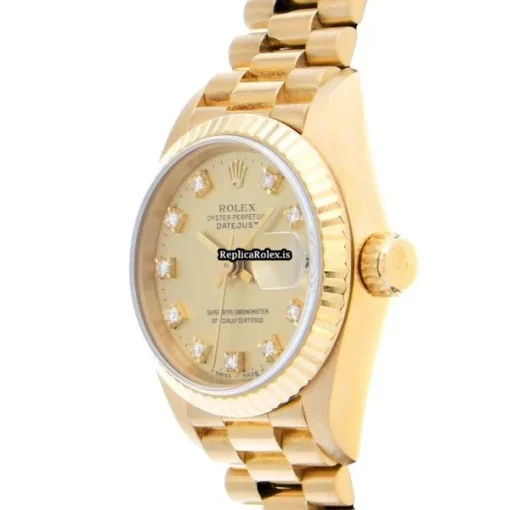 Top Fake Rolex Lady-datejust 69178g Automatic Movement 26mm Yellow Gold Case Womens Watch - Image 2
