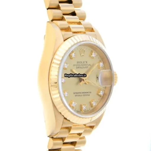 Top Fake Rolex Lady-datejust 69178g Automatic Movement 26mm Yellow Gold Case Womens Watch - Image 3