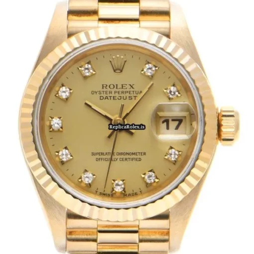 Top Fake Rolex Lady-datejust 69178g Automatic Movement 26mm Yellow Gold Case Womens Watch - Image 6