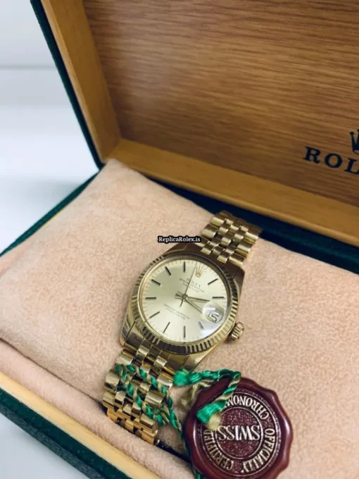 Pleasing Replica Rolex Datejust 6827 Automatic Movement 31mm Yellow Gold Case Womens Watch - Image 9