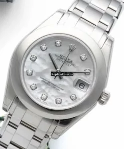 Design Replica Rolex Lady-datejust Pearlmaster 81209 Automatic Movement 34mm White Gold Case Womens Watch
