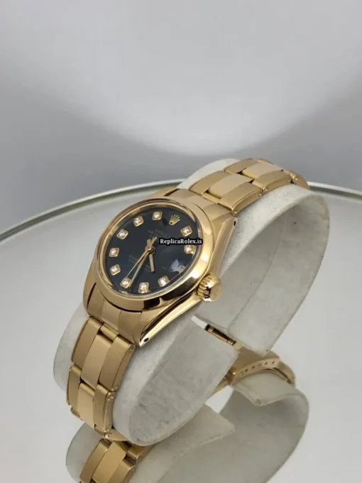 Great Replica Rolex Oyster Perpetual Lady Date 6916 Caliber 2035 Automatic Movement 26mm Yellow Gold Case Womens Watch - Image 3