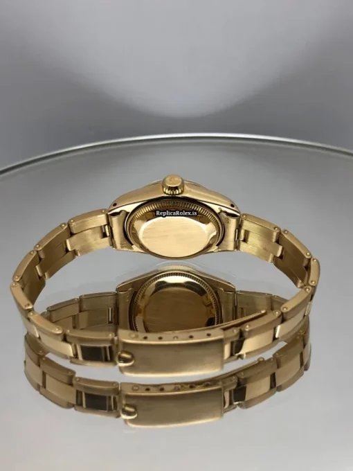 Great Replica Rolex Oyster Perpetual Lady Date 6916 Caliber 2035 Automatic Movement 26mm Yellow Gold Case Womens Watch - Image 6