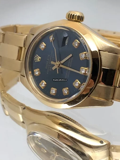 Great Replica Rolex Oyster Perpetual Lady Date 6916 Caliber 2035 Automatic Movement 26mm Yellow Gold Case Womens Watch - Image 8