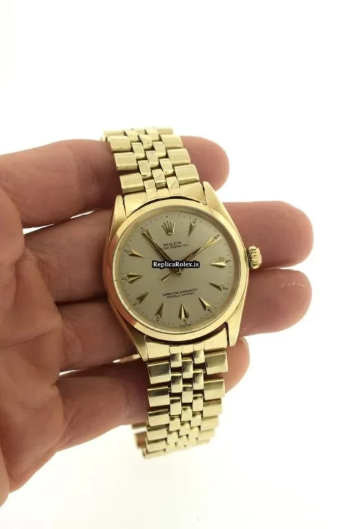 Swiss Replicas Rolex Oyster Perpetual 34 1002 Automatic Movement 33mm Yellow Gold Case Mens/unisex Watch - Image 8