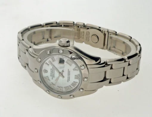 Superb Replica Rolex Lady-datejust Pearlmaster 80319 Caliber 2235 Automatic Movement 29mm White Gold Case Womens Watch