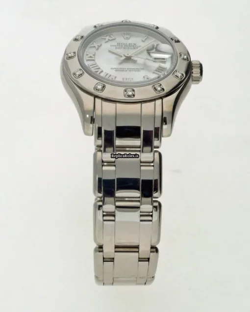 Superb Replica Rolex Lady-datejust Pearlmaster 80319 Caliber 2235 Automatic Movement 29mm White Gold Case Womens Watch - Image 3