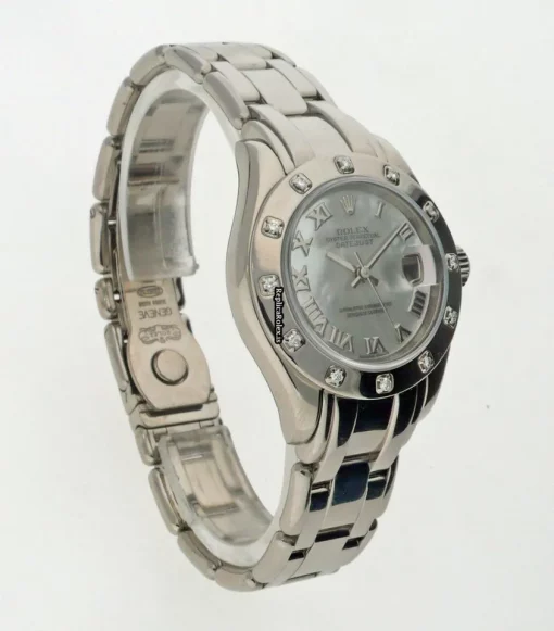 Superb Replica Rolex Lady-datejust Pearlmaster 80319 Caliber 2235 Automatic Movement 29mm White Gold Case Womens Watch - Image 8