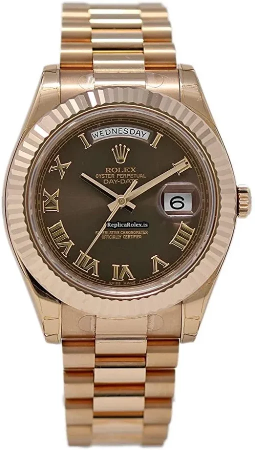Design Copies Rolex Day-date II 218235 Caliber 3156 Automatic Movement 41x49mm Rose Gold Case Mens/unisex Watch