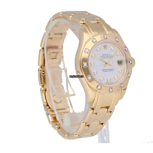 Nice Clone Rolex Lady-datejust Pearlmaster 80318 Automatic Movement 29mm Yellow Gold Case Womens Watch - Image 8