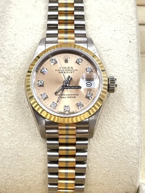 Good Fake Rolex Lady-datejust 69179b Automatic Movement White Gold Case Womens Watch