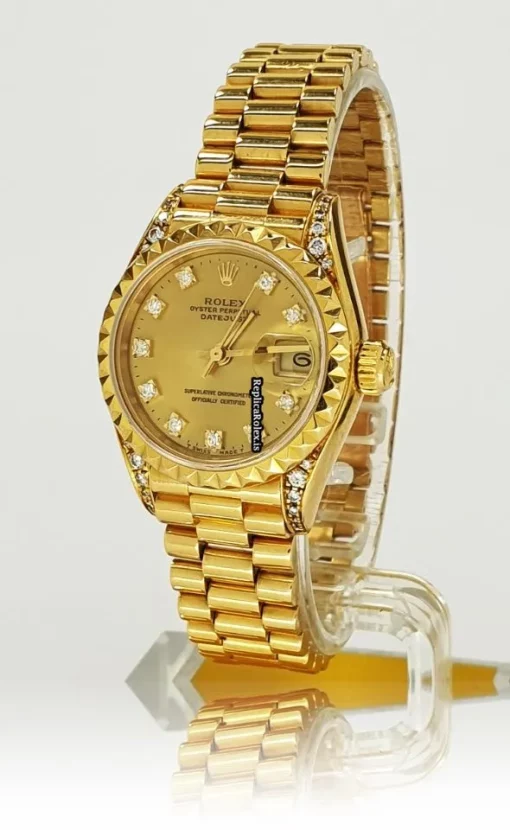 Perfect Replica Rolex Lady-datejust 69188 Automatic Movement 26mm Yellow Gold Case Womens Watch - Image 2