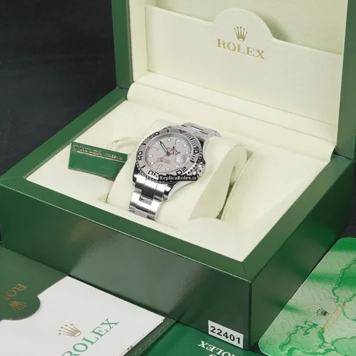 Epic Fake Rolex Yacht-master 168622 Automatic Movement 35mm Steel Case Womens Watch - Image 14