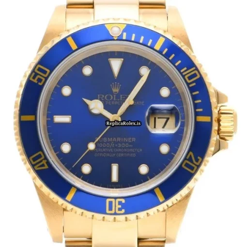 Lovely Clone Rolex Submariner Date 16618 Caliber 3135 Automatic Movement 40mm Yellow Gold Case Watch - Image 6