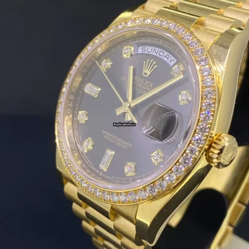 Superb Fake Rolex Day-date 36 128348rbr Caliber 3255 Automatic Movement 36x43mm Yellow Gold Case Mens/unisex Watch - Image 8