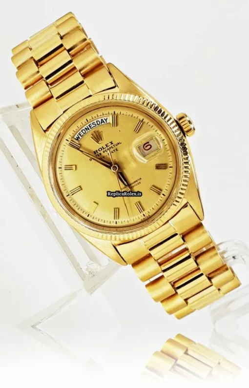 Durable Fake Rolex Day-date 6611 Caliber 1055 Automatic Movement 36mm Yellow Gold Case Mens/unisex Watch - Image 2