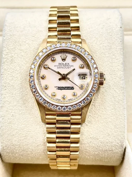 Best Copy Rolex Lady-datejust 69138 Caliber 2135 Automatic Movement 26mm Yellow Gold Case Womens Watch - Image 3