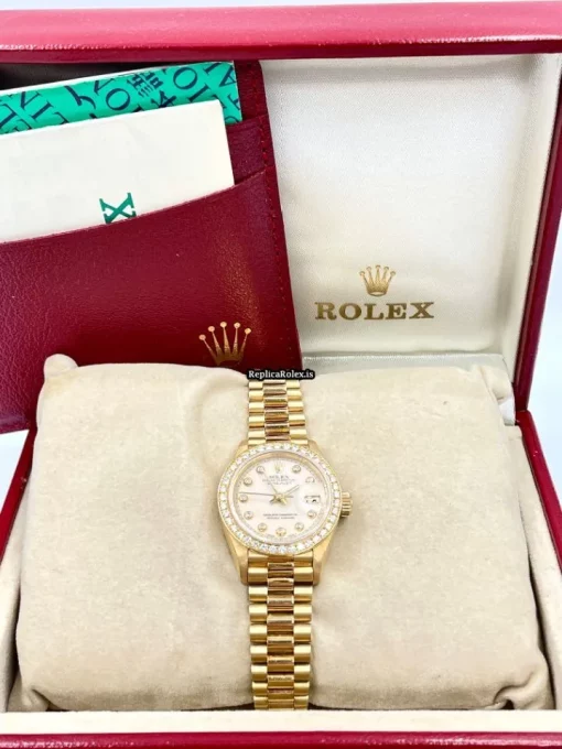 Best Copy Rolex Lady-datejust 69138 Caliber 2135 Automatic Movement 26mm Yellow Gold Case Womens Watch - Image 9