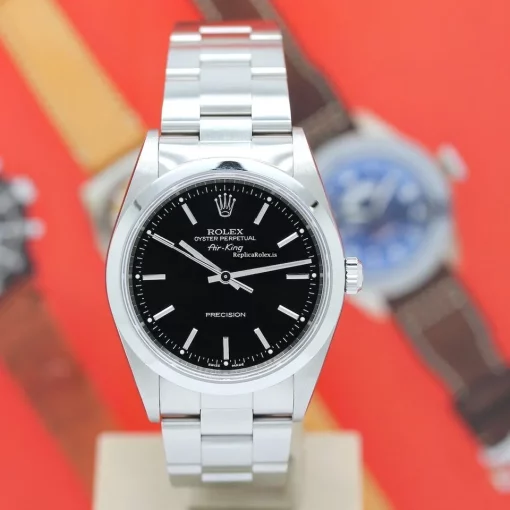 Discount Fakes Rolex Air King Precision 14000 Caliber 3000 Automatic Movement 34mm Steel Case Mens/unisex Watch - Image 4