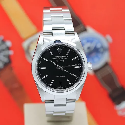 Discount Fakes Rolex Air King Precision 14000 Caliber 3000 Automatic Movement 34mm Steel Case Mens/unisex Watch - Image 7