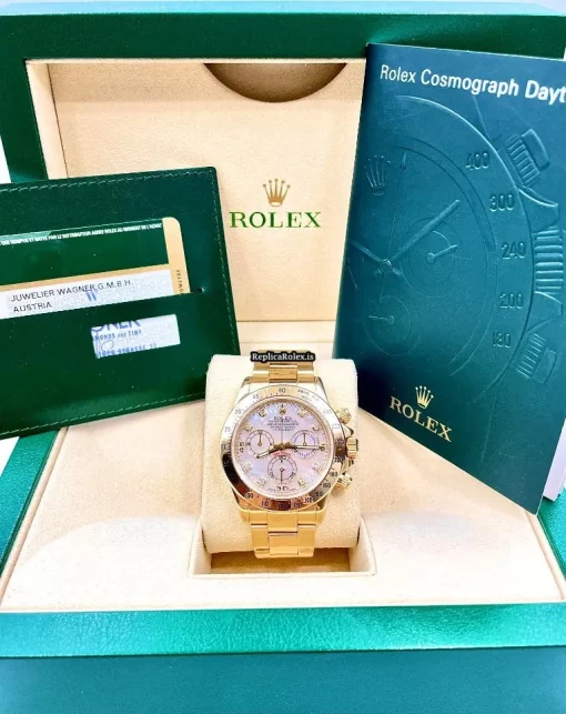 Nice Fake Rolex Daytona 116528 Caliber 4130 Automatic Movement 40mm Yellow Gold Case Mens/unisex Watch - Image 14