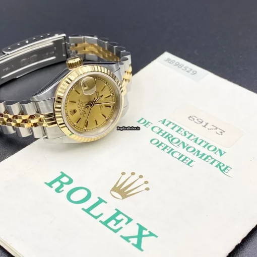 Appealing Replica Rolex Lady-datejust 69173 Caliber 2135 Automatic Movement 26mm Gold/steel Case Womens Watch - Image 2