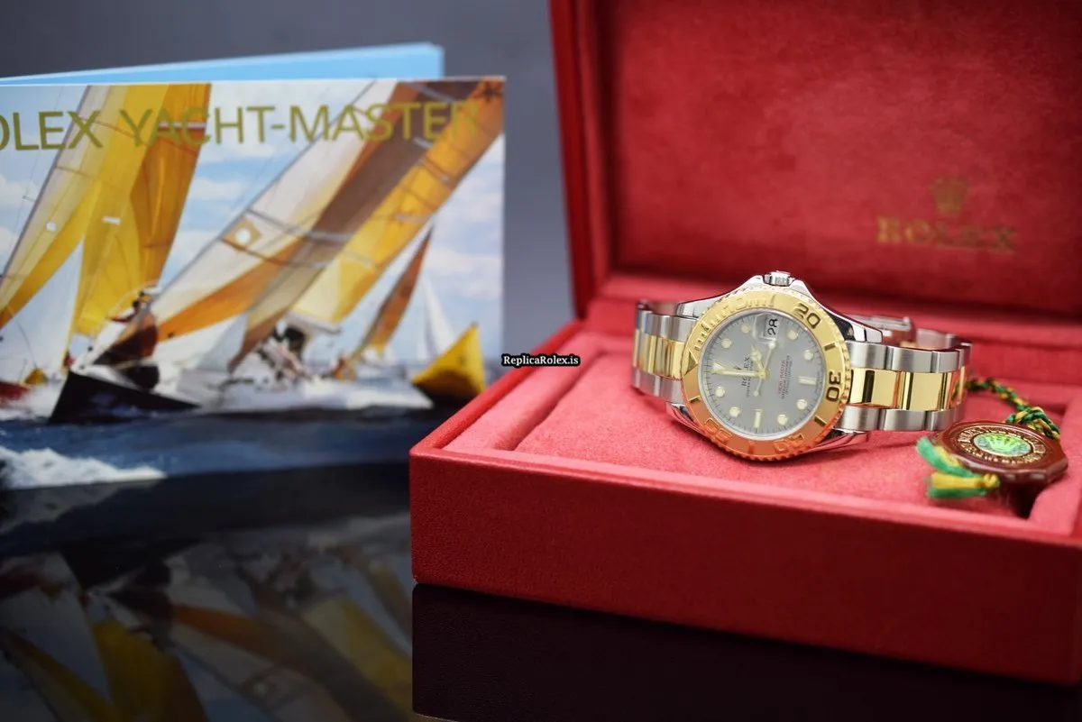 Fabulous Replica Rolex Yacht-master 168623 Caliber 2235-31 Automatic Movement 35mm Gold/steel Case Watch - Image 2