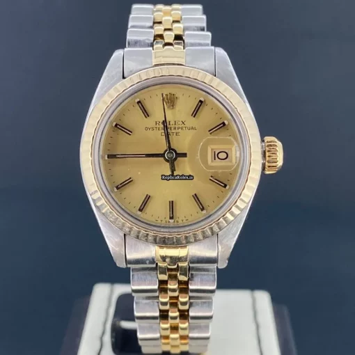 Good Fake Rolex Lady-datejust 69173 Caliber 2135 Automatic Movement 26mm Gold/steel Case Womens Watch - Image 2