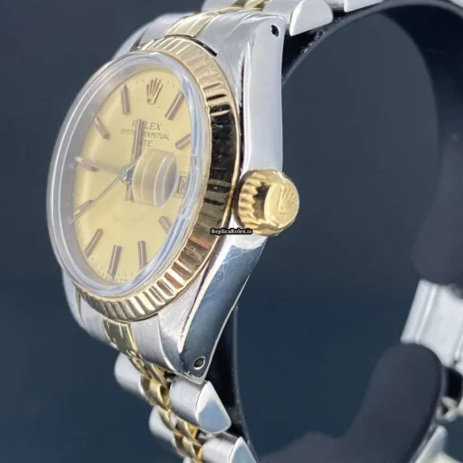 Good Fake Rolex Lady-datejust 69173 Caliber 2135 Automatic Movement 26mm Gold/steel Case Womens Watch - Image 3