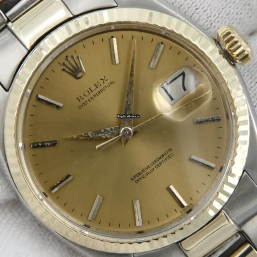 Cool Replica Rolex Oyster Perpetual Date 6534 Caliber 1030 Automatic Movement 34mm Gold/steel Case Mens/unisex Watch - Image 2