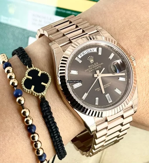Suitable Fake Rolex Day-date 40 228235-0006 Caliber 3255 Automatic Movement 40mm Rose Gold Case Mens/unisex Watch