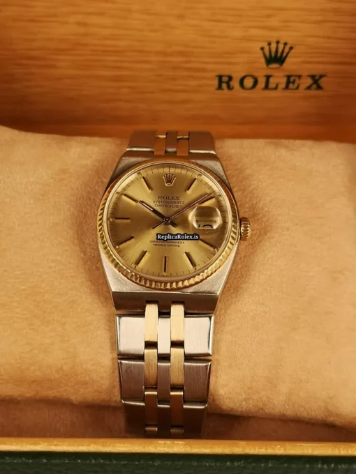 Affordable Replica Rolex Datejust Oysterquartz 17013 Caliber 5035 Quartz Movement 36x42mm Gold/steel Case Mens/unisex Watch - Image 3