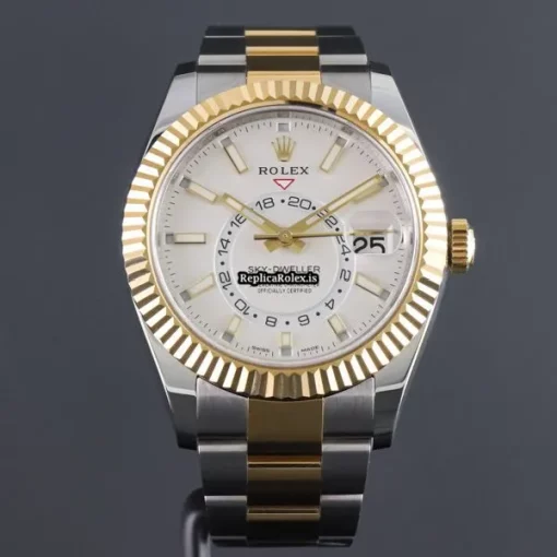 Wholesale Replicas Rolex Sky-dweller 326933 Caliber 9001 Automatic Movement 42mm Gold/steel Case Mens/unisex Watch - Image 2