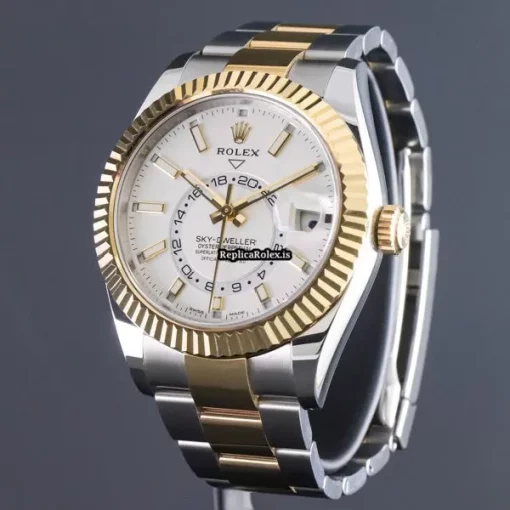 Wholesale Replicas Rolex Sky-dweller 326933 Caliber 9001 Automatic Movement 42mm Gold/steel Case Mens/unisex Watch - Image 3