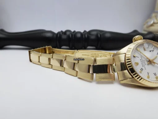 Distinctive Fake Rolex Lady-datejust 6917 Caliber 2135 Automatic Movement 26mm Yellow Gold Case Womens Watch - Image 10