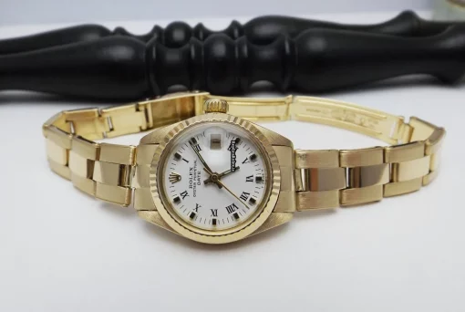 Distinctive Fake Rolex Lady-datejust 6917 Caliber 2135 Automatic Movement 26mm Yellow Gold Case Womens Watch - Image 8