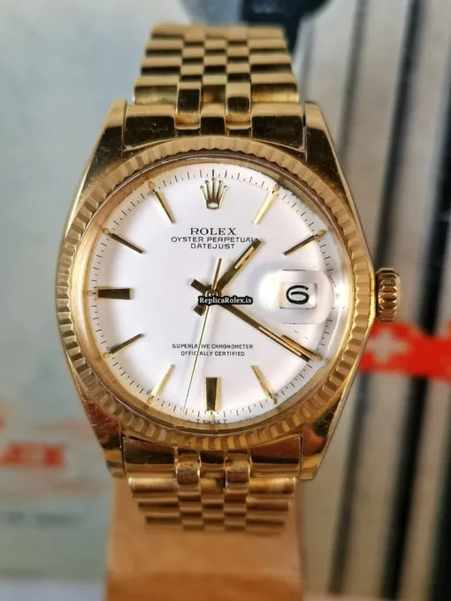 Awesome Replica Rolex Datejust 1601 Caliber 1570 Automatic Movement 36mm Yellow Gold Case Mens/unisex Watch - Image 5