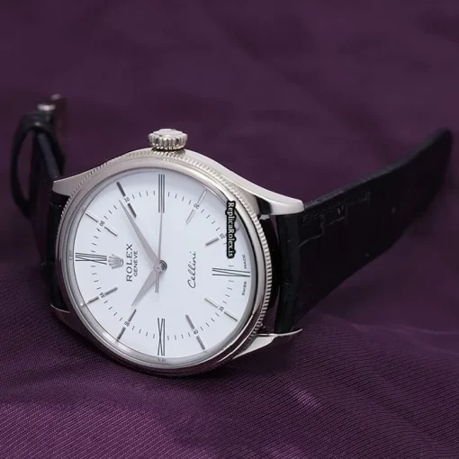 Suitable Fake Rolex Cellini Time 50509 Caliber 3132 Automatic Movement 39mm White Gold Case Watch - Image 2