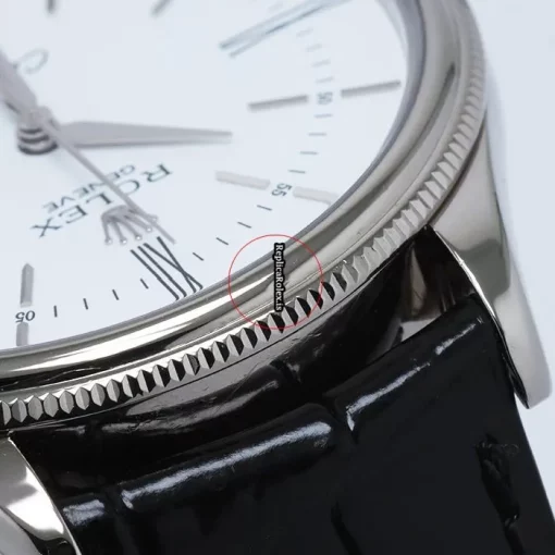 Suitable Fake Rolex Cellini Time 50509 Caliber 3132 Automatic Movement 39mm White Gold Case Watch - Image 4