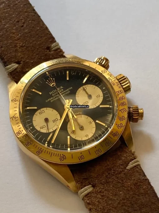 Reliable Fake Rolex Daytona 6265 Caliber 727 Manual Winding Movement 37mm Yellow Gold Case Mens/unisex Watch - Image 7