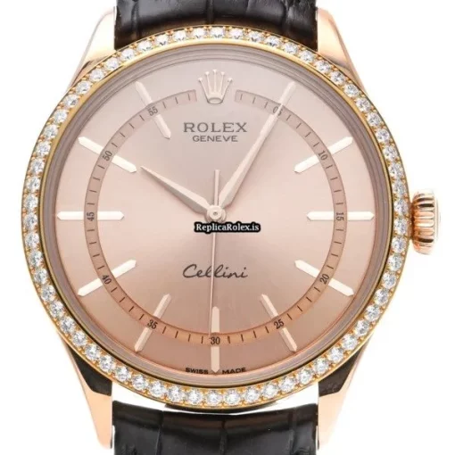 Unique Replica Rolex Cellini Time 50705rbr Caliber 3132 Automatic Movement 39mm Rose Gold Case Watch - Image 6