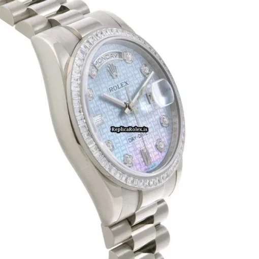 Cheap Imitation Rolex Day-date 118399br Caliber 3155 Automatic Movement 36mm White Gold Case Watch - Image 3