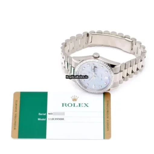Cheap Imitation Rolex Day-date 118399br Caliber 3155 Automatic Movement 36mm White Gold Case Watch - Image 5