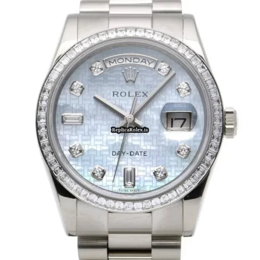 Cheap Imitation Rolex Day-date 118399br Caliber 3155 Automatic Movement 36mm White Gold Case Watch - Image 6