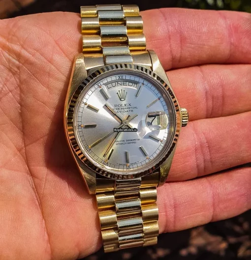 Luxury Fake Rolex Day-date 36 18038 Caliber 3055 Automatic Movement 36mm Yellow Gold Case Mens/unisex Watch - Image 4