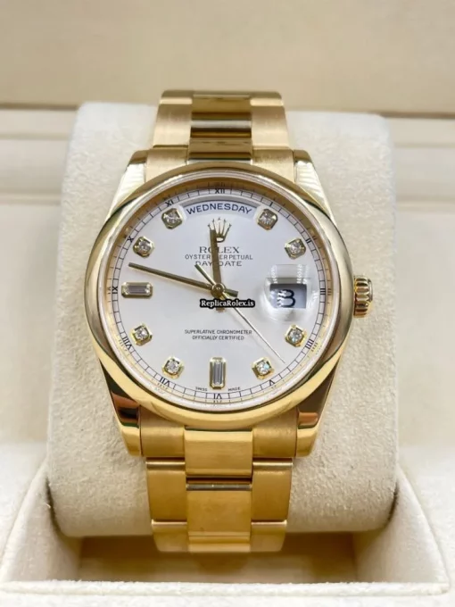 Distinctive Copies Rolex Day-date 36 118208 Caliber 3155 Automatic Movement 36mm Yellow Gold Case Mens/unisex Watch - Image 11