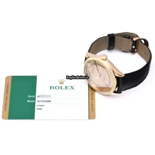 Fantastic Replica Rolex Cellini Time 50705rbr Caliber 3132 Automatic Movement 39mm Rose Gold Case Watch - Image 5